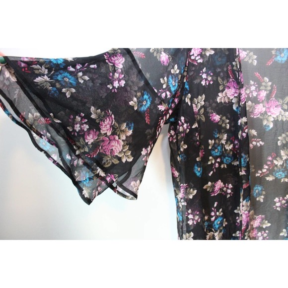 Lane Bryant Sheer Floral Open Front Chiffon Kimono Top Plus Size 26/28 H14450 - Picture 3 of 6